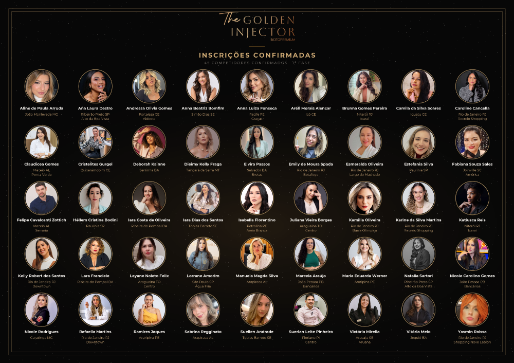 Lista dos 45 inscritos confirmados no The Golden Injector 2026